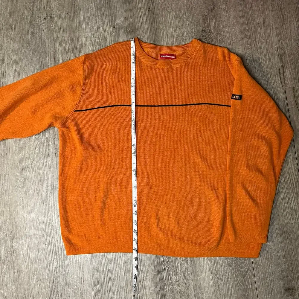 Vintage Men's 90's‎ Y2K Orange Union Bay Pullover Crewneck Knit Sweater Baggy L